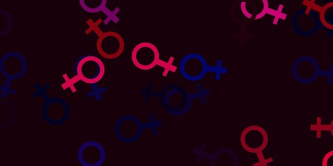 Light Purple, Pink vector backdrop with woman's power symbols.