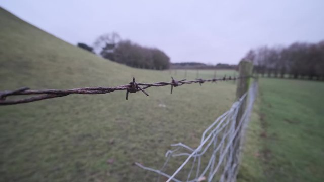 close up of barb barbed wire no entry fence