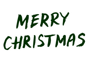 Merry Christmas Lettering. Hand written sign. Vector words.