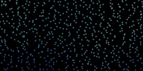 Dark BLUE vector template with neon stars. Shining colorful illustration with small and big stars. Theme for cell phones.
