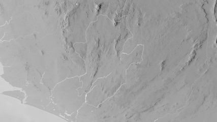 Eastern, Sierra Leone - outlined. Grayscale