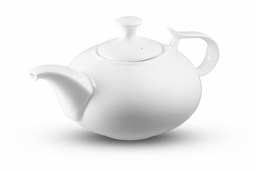 White teapot isolated on white background