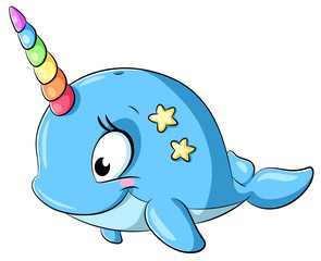 Niedlicher Narwal - Vektor-Illustration © Christine Wulf
