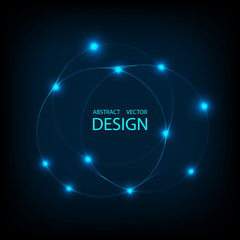 Abstract space futuristic science background for . Glowing circles on a dark background.