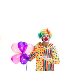 Funny clown isolated on white background
