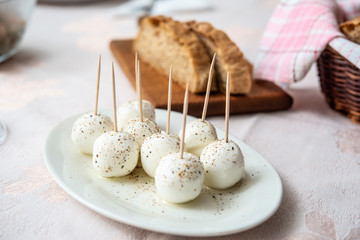 Cheese balls bites on sticks