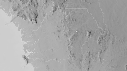 Northern, Sierra Leone - outlined. Grayscale