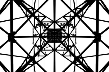 metal structure of the support of power lines silhouette photo