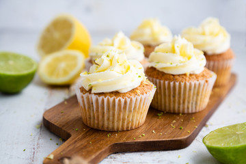 Lemon and poppy seed cupcakes with cheese cream frosting