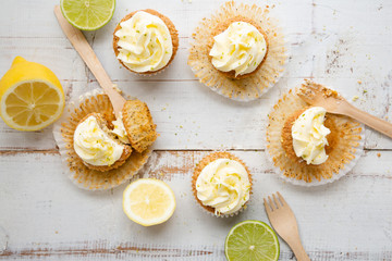 Lemon and poppy seed cupcakes with cheese cream frosting