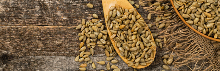 Sunflower Kernels Roasted Seeds Background. Selective focus.