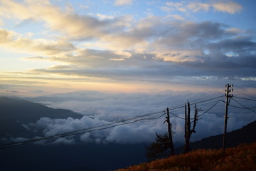 Fototapeta na wymiar scenic beauty of east sikkim before sunrise