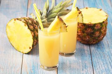 Two glasses with pineapple juice