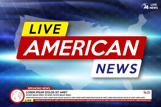 Background screen saver on american breaking news. Breaking news live on USA map background.