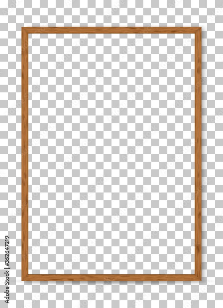Canvas Prints 3d wood frame. picture frame for design menu isolated on background. realistic border wooden rectang