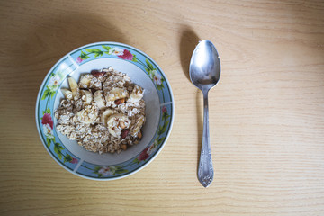 bowl of muesli with spoon