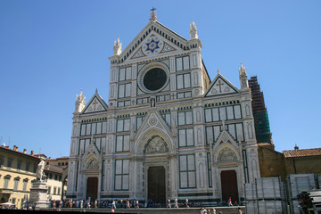 Facade of Santa Croce church in Firenza, Italy