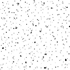 Black and white ink splash, spatter, chaotic grunge splatter, blots hand brush drawn seamless pattern. Paint spray, blobs vector background, uneven dots, tiny flecks, specks, spots texture.