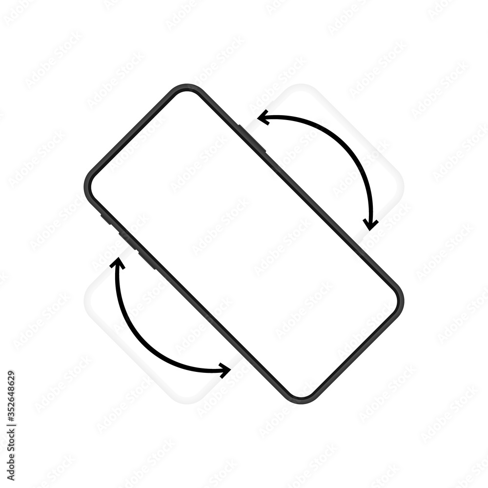 Poster smartphone with different variant of rotate position. turn your phone whatever. modern vector illust