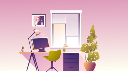 interior workplace at home office banner