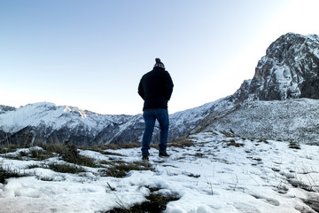 Fototapeta premium Man in the mountains