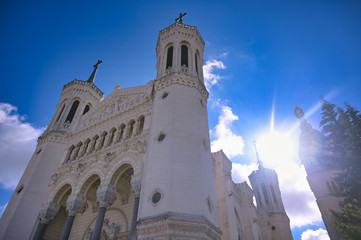 The Basilica of Notre Dame de Fourviere overlooking Lyon, France.