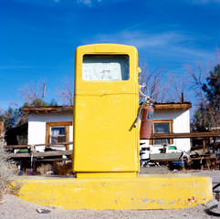 Old gas station in ghost town