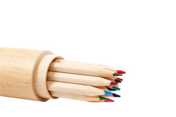 Wooden pencils isolated on a white background
