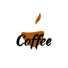 Vector illustration logo coffee with an abstract cup with black and brown