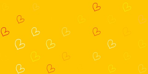 Light Orange vector template with doodle hearts.