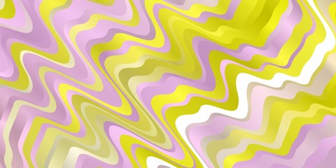 Light Pink, Yellow vector background with bent lines. Abstract illustration with bandy gradient lines. Design for your business promotion.
