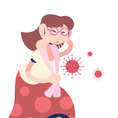 young woman with coronavirus symptoms