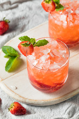 Homemade Boozy Strawberry Mint Smash Cocktail