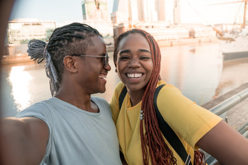 Selfie of a loving couple in Buenos Aires in Argentina