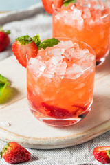 Homemade Boozy Strawberry Mint Smash Cocktail