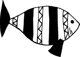 black a nd white vector illustration of a fish