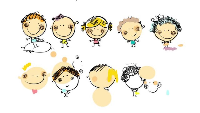 ten kids of all backgrounds and styles standing together in two lines placed indistinctly of genre suggesting they are at school taking a group picture
