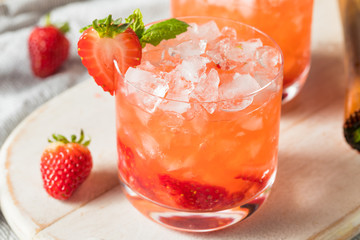 Homemade Boozy Strawberry Mint Smash Cocktail