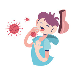 young man with coronavirus symptoms