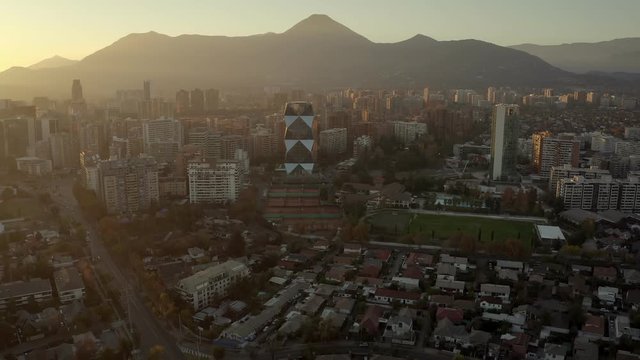 Cityscape of Santiago de Chile in 4K with the Andes Mountains in the background