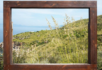 Zingaro coast view in empty frame - Sicily