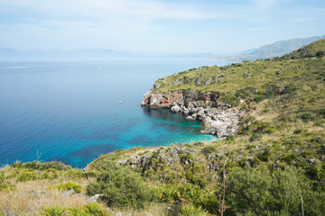 Naklejka na ściany i meble Peaceful view in Nature Reserve Zingaro in Sicily
