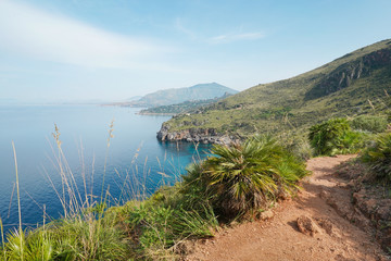 Fototapeta na wymiar Peaceful view in Nature Reserve Zingaro in Sicily