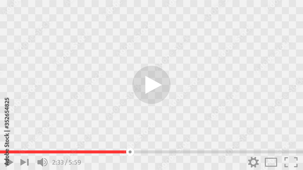 Poster video player interface. play button. play video sign. template for web and mobile apps on transparen