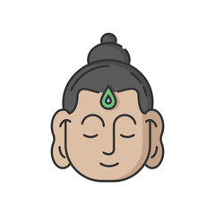 Gautama Buddha RGB color icon. Indian philosopher. Religious leader of Ancient India. Founder of Buddhism religion. Meditator and spiritual teacher. Isolated vector illustration