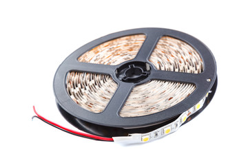 LED strip on a reel isolated on a white background
