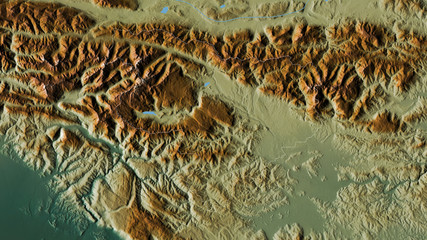 Gorenjska, Slovenia - outlined. Relief