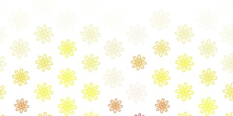 Light Orange vector doodle background with flowers.
