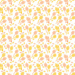 Wheat ears pattern with cereals on a white background. Cereal Sculture Pattern