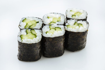 Fresh japanese sushi rolls isolated